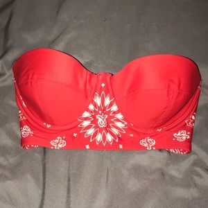 Xhilaration red bandana underwire swim top size M